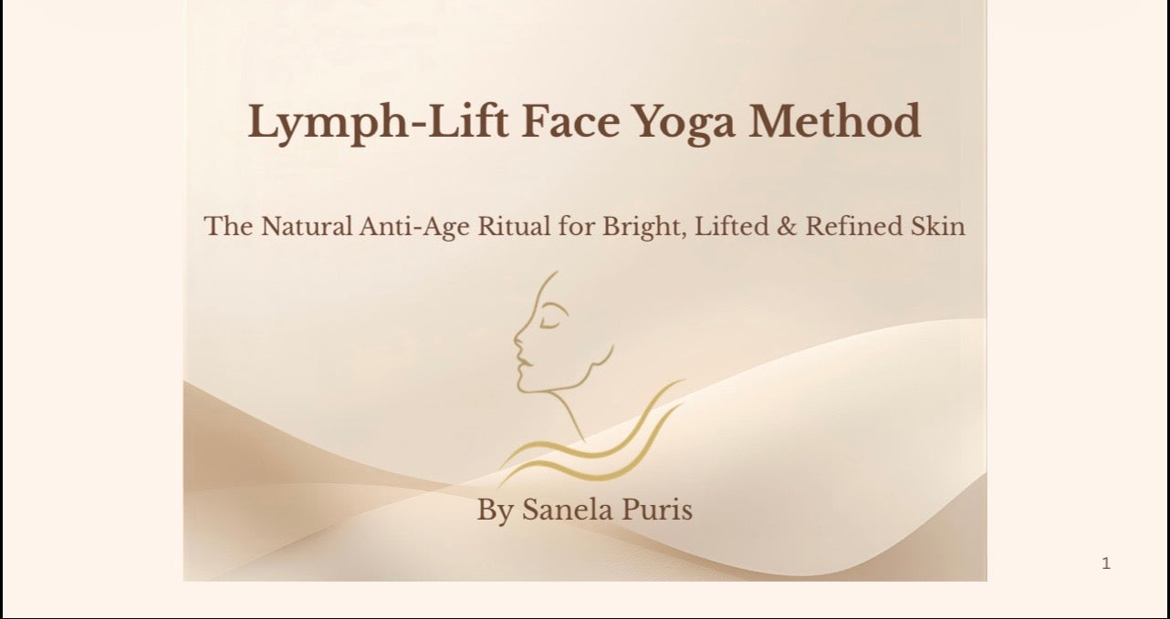 Lymph Lift Face Yoga Method eBook cover showing natural facial massage and lymphatic drainage techniques for glowing skin